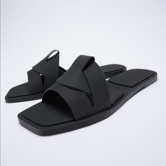 Zara slides black rubber sandals 38 - Picture 1 of 5